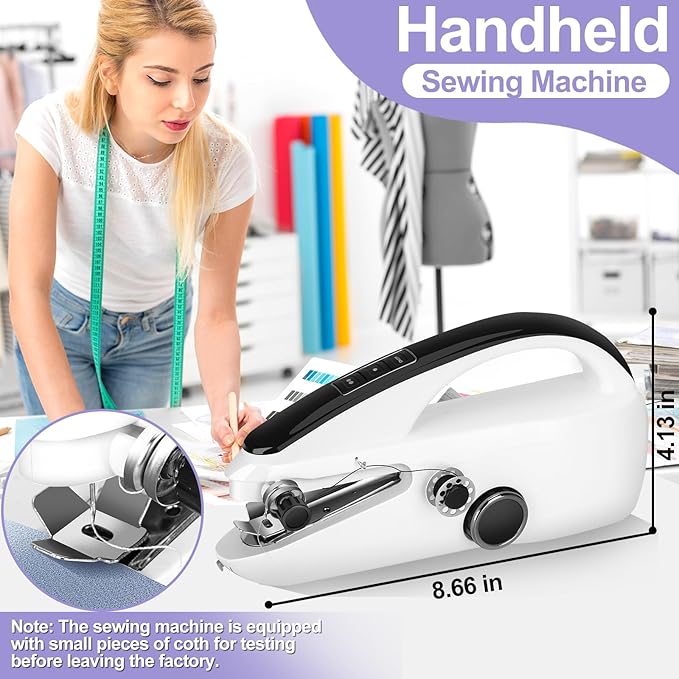 Mini Sewing Machine for Beginners， Portable Handheld Sewing Machine with Dual Speed & Power Modes - Quick Stitch for Home Travel DIY Repairs， Easy to use