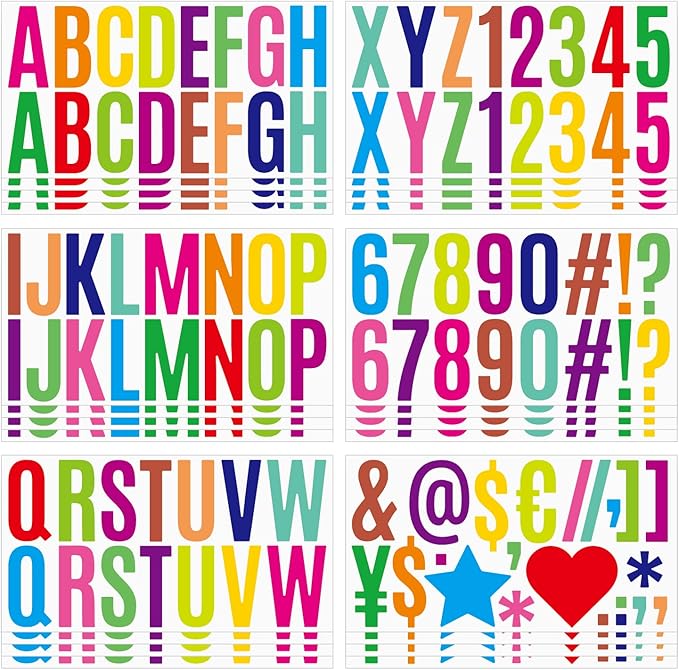 400 Pcs 24 Sheets Large Letter Stickers 2.5 Inches Alphabet Number Self Adhesive Sticker for Bulletin Board, Classrooms, Mailbox, Scrapbooking, Poster Board, Wall Vinyl Stick On Letters Colorful