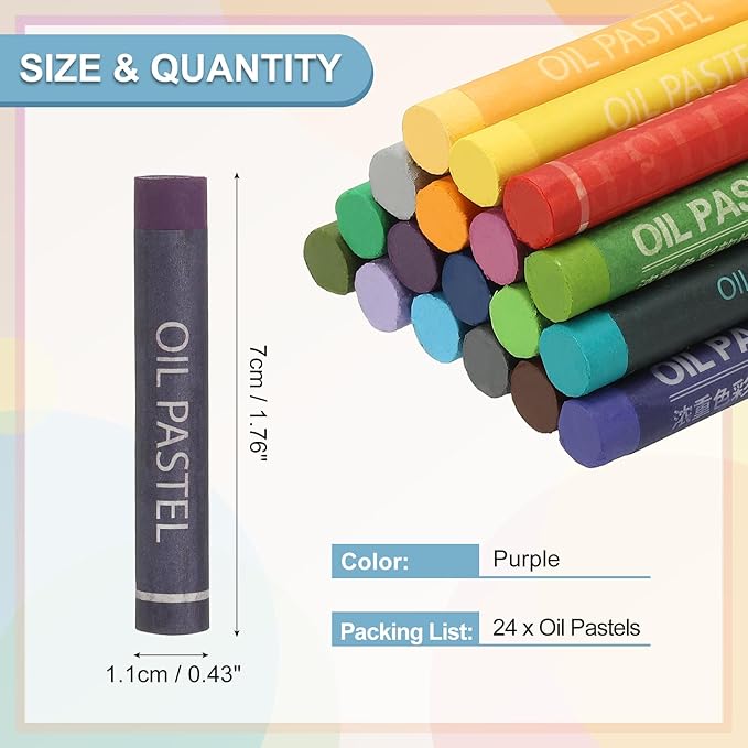 PATIKIL Purple Oil Pastels, 24Pcs Soft Oil Crayons Creamy Pastels Stick Art Supplies for Art Painting Drawing Blending Graffiti for Drawing Beginners Artists