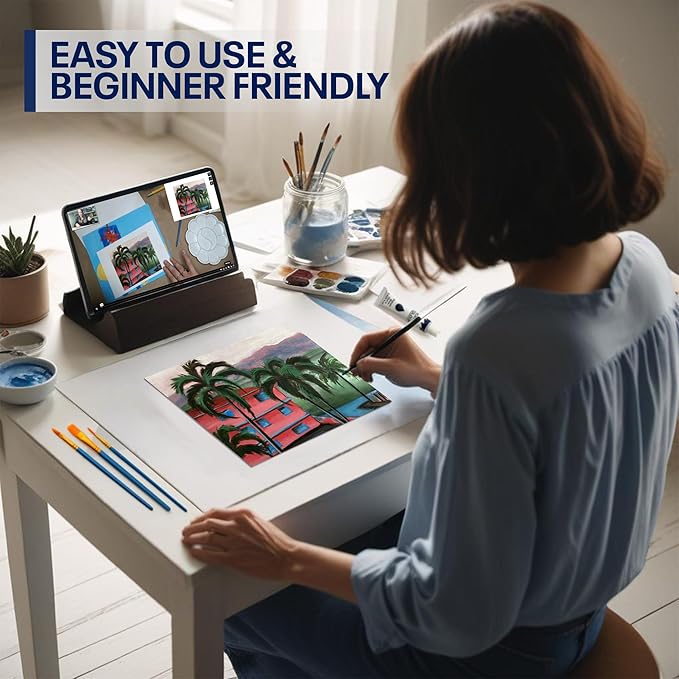 Painting4Real DIY Art Painting Kit for Adults – Learn to Paint Beach Village with Video Tutorials – 9 Pieces Acrylic Paint Set for Adults –Perfect Christmas Crafts & Holiday Gifts for Art Lovers