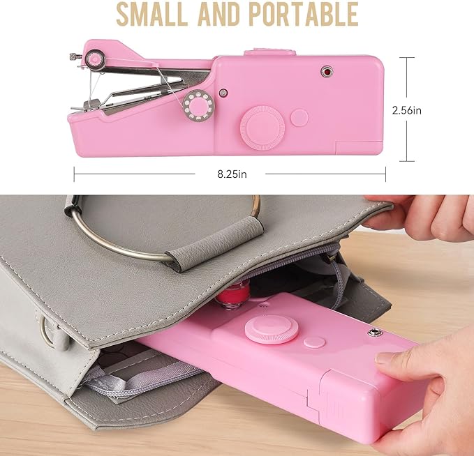 Handheld Sewing Machine CS101,Sewing Machines for Beginners,Portable Electric Mini and Samll Hand Held Sewing Machines Kit for Adults and Kids Pink Set