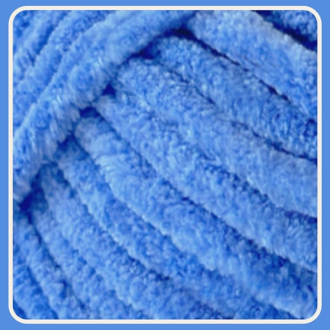 Soft Velvet Yarn Chenille Yarn for Crocheting and Knitting – Bulky (93 Yards/100g) - Polyester - Yarn for Blanket Amigurumi Weaving Crafts (Denim Blue, 2 Pack)