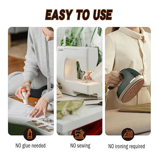 Double-Sided Fabric Tape (2 Rolls) - Gummed Tape, 65FT Length, No Sewing or Ironing Required, Perfect for Quick Clothing Repairs, Fabric Bonding, and DIY Crafts (3/4inch+1inch)