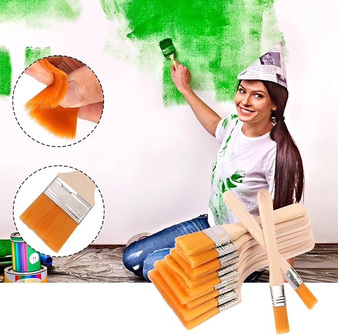 36-Piece Art Paint Brush Set - Versatile Flat Hake Brushes with Durable Nylon Bristles for Watercolor, Varnish, Ceramic and Pottery Painting - Perfect Assortment for Artists(1-12#)