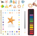 Kivzex Watercolor Workbook for Adults, Beginner Friendly Watercolor Painting Kit Seaside Water Coloring Book, Nature-Themed Practice Art Gift Water Color Paint Book with Palette and Brush