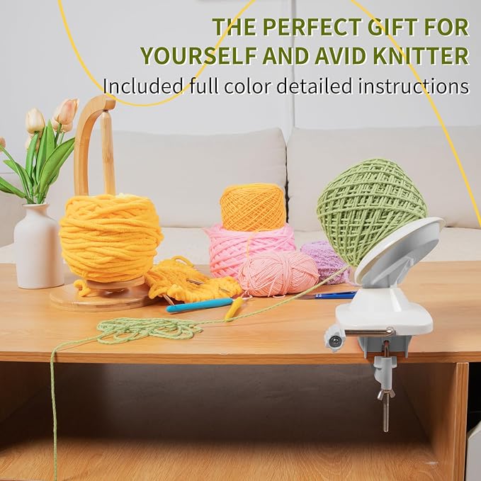 BAPOTH Yarn Winder, Efficient Yarn Winder for Crocheting Make 3.5oz Yarn Cakes, Easy to Use and Install Yarn Ball Winder with Lower Noise, The Helper for Knitting Lover for Yarns Below Size 5