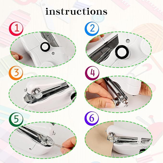 Hand-held sewing machine, mini portable fast electric sewing machine, easy for beginners and adults to use, hand-held sewing device for fast sewing is suitable for DIY home travel.