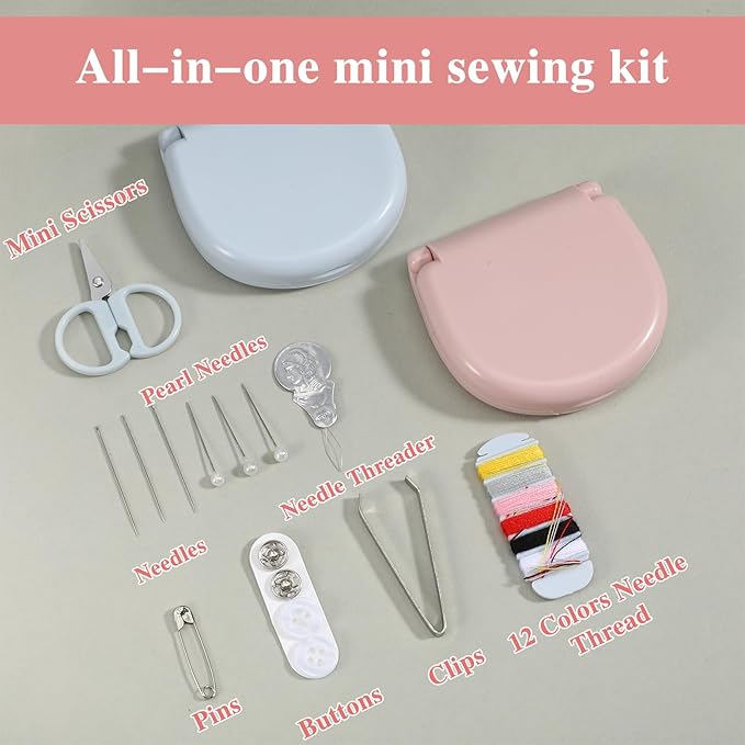 Lemecima 20 Pieces Mini Travel Sewing Kit Basic Portable Emergency Sewing Repair Kit in Bulk with Threads Scissors Needles for Beginner Traveler Hotel Charity Homeless