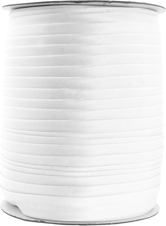 Mandala Crafts 5/8 Inch Single Fold Bias Tape for Sewing, Quilting, Piping, Hemming, Blanket & Quilt Binding – 55 Yards White Fabric Seam Binding Tape