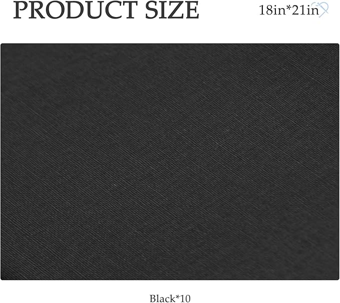 10 Pieces 18 x 21 Inches Cotton Fabric Precut Quilting Fabric Bundles Solid Colors Layer Cakes Quilt Material for DIY Craft Sewing Embroidery (Black)