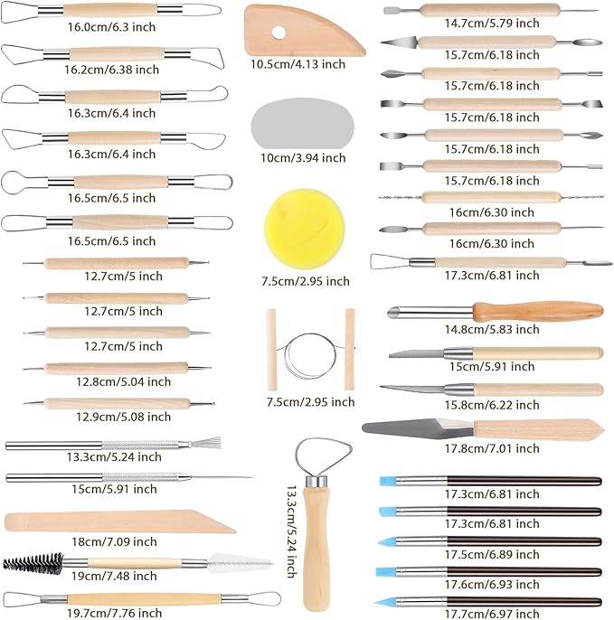 Tovotum 57PCS Pottery Sculpting Tools Ceramic Clay Carving Tools Set for Beginners Expert Art Crafts Pottery Clay Tool