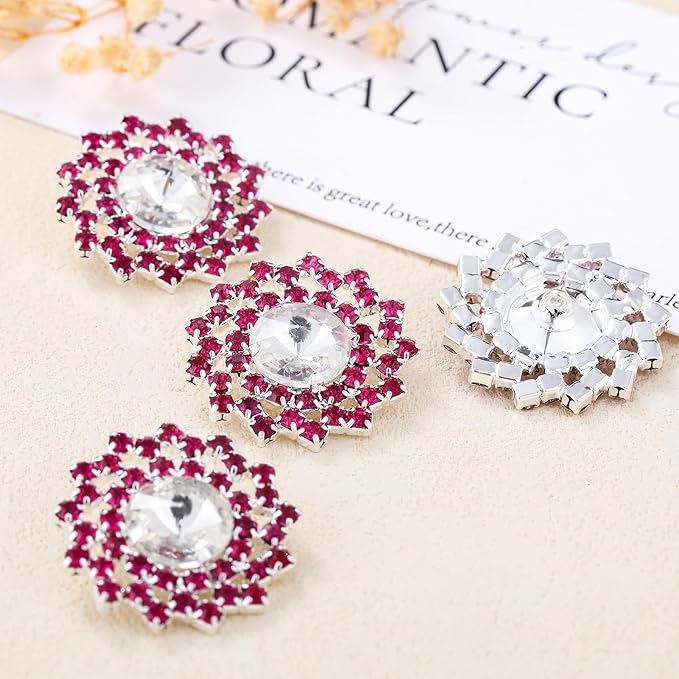4 Pcs Rhinestone Buttons Crystal Embellishments for Clothing Jewelry Making DIY Decoration Bottons for Sewing Crafts Wedding Bridal （Brown