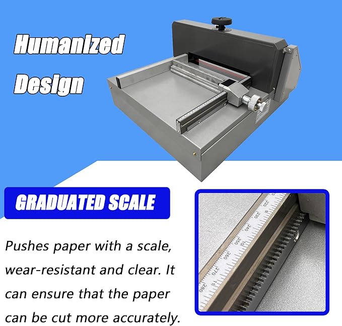 TECHTONGDA Electric Paper Cutter 13in Paper Trimmer, Desktop Cutting Paper Machine with Paper Pushing Device & Paper Pressing Handwheel