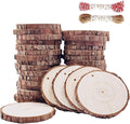 Unfinished Natural Wood Slices 32 Pcs 3.5-4 Inch Wood Coaster Sets Pieces Craft Wood kit Predrilled with Hole Wooden Circles Great for Arts and Crafts Christmas Ornaments DIY Crafts Rustic Wedding