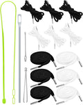 FIVEIZERO 16pcs Drawstring Cord Kit-12pcs Hoodie Strings (Flat & Round,Black & White) with Drawstring Threader Tools,Bodkin,Rope Threader–Draw String Replacement for Pants,Shorts,Shoes,Sweatpants,Bag