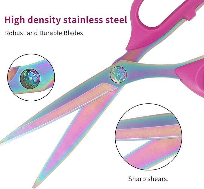 Left-Handed Fabric Scissors for Cutting Fabric, Garments, Textiles, 23cm Tailor's Scissors, Thread Cutter, Set of 2
