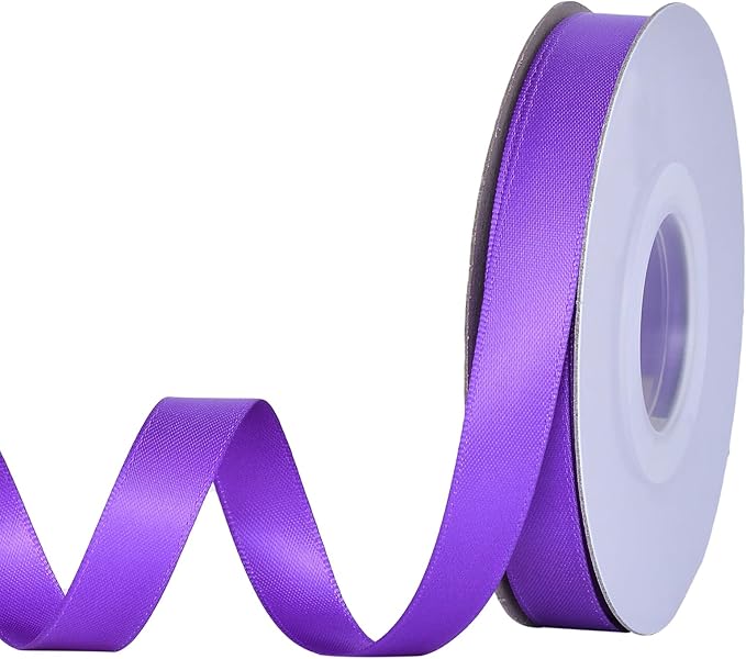 YAMA Purple Double Faced Satin Ribbon 1/2 Inch 25 Yards Purple Ribbons for Gift Wrapping Crafts Hair Bows Wedding Party Decoration