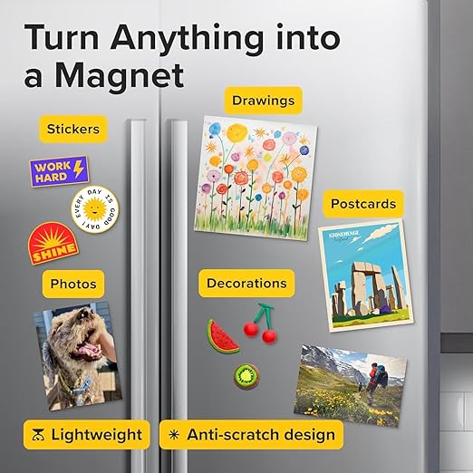 Strong Self-Stick Adhesive Magnetic Sheets 5 Pcs (5x7/13x18cm) – Customizable Magnetic Paper for Photo, Magnet Stickers, Labels, Crafts; for Fridge, Lockers, Whiteboards, Office, Projects