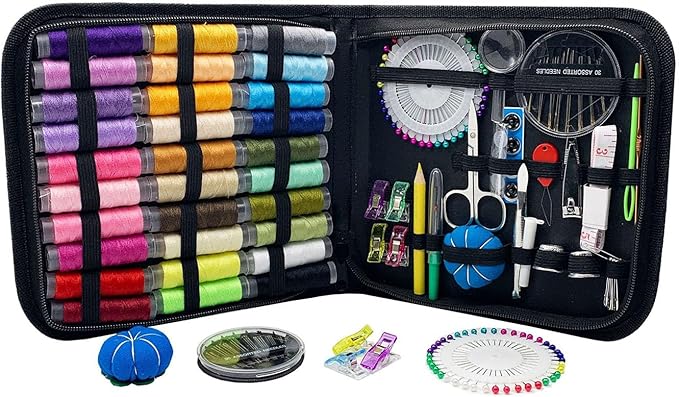 Sewing Kit for Adults,131Pcs Professional Sewing Supplies Accessories with Tailor Scissors,Premium Sewing Supplies Set 30 Needles,Yarn Snips and More for Travel Home Beginners (131)