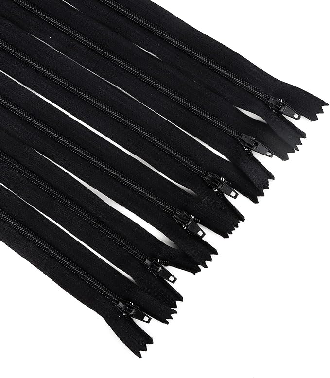 Amariver Black Nylon Coil Zippers 100Pcs 7.8 Inches - Perfect for Tailor, Sewer, Craft Special - Assorted Lengths