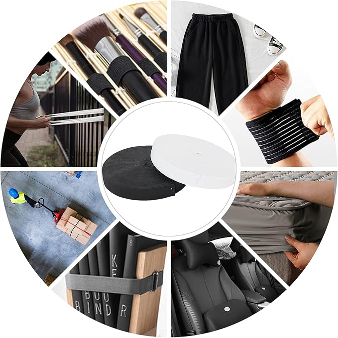 Waycreat 1 Inch Elastic Band for Sewing, Crafts, DIY, High Elasticity, (White 22Yards, Black 22 Yard)
