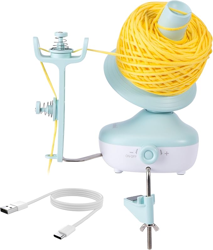 Etcokei Electric Yarn Winder M1 for Crocheting, Compact Yarn Cake with Strong Tension, Stepless Speed, Automatic Wool Spinner, Ideal Helper for Knitting Lovers (Mint Green)