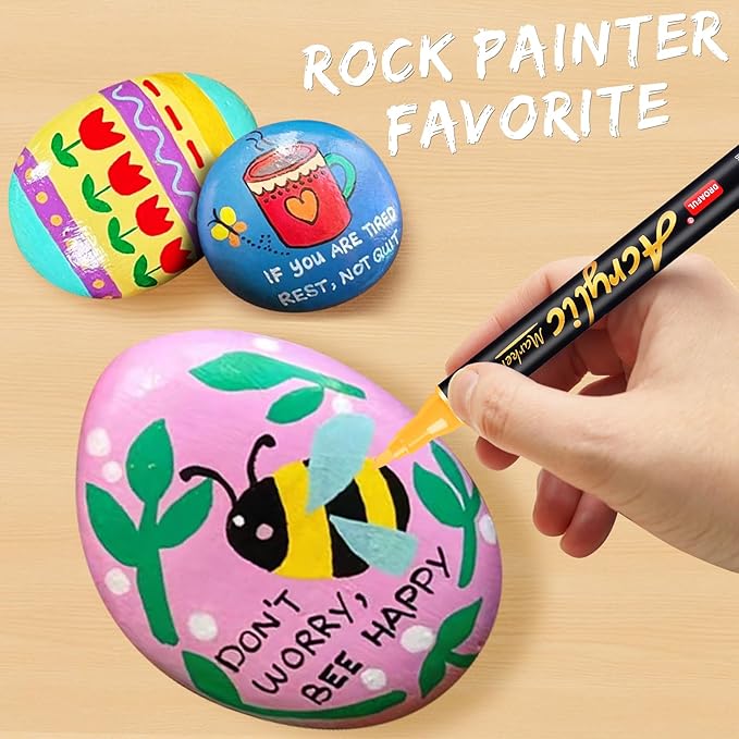 Acrylic Paint Pens Markers, 36 Colors Dual Tips Waterproof Paint Markers For Rock Painting, Fabric, Metal, Glass, Wood, Canvas, Ceramic, Plastic, Non-Toxic & Odor, Premium Art And DIY Craft Supplies
