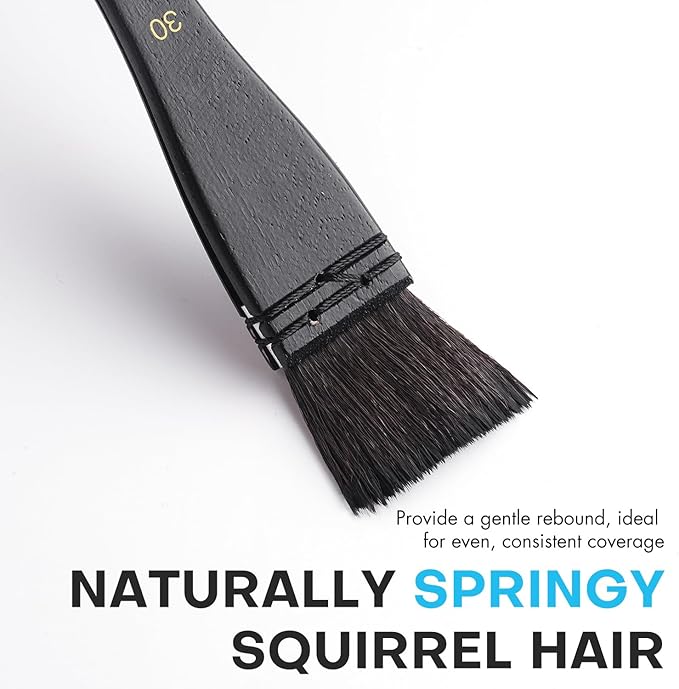 Flat Watercolor Brushes, Fuumuui 30mm Professional Squirrel Hair Flat Hake Brushes, Artists Scale Large Paint Brush with Long Handle for Watercolor and Acrylic Paints