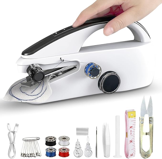Handheld Sewing Machine - Portable Mini Sewing Machine with Accessories Kit for Beginners DIY (black)