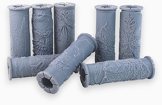 Ultimate Winter 8-Set Clay Texture Rollers (4") - Winter Set #01 - Embossing Pattern Rollers for Polymer & Ceramic Clay, Pottery & Crafts