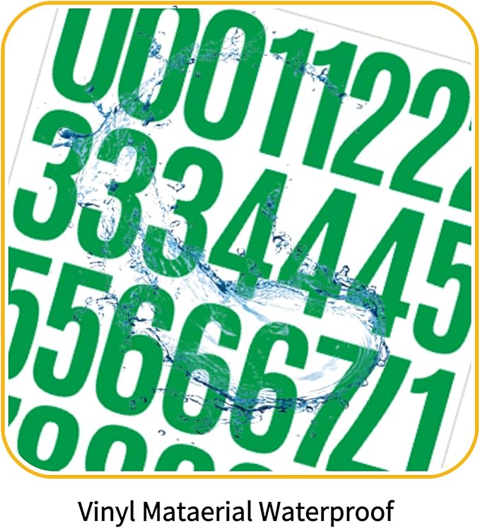 10 Sheets Vinyl Mailbox Number Stickers - Self-Adhesive Address Labels for Cars, House Doors, Windows & Metal Mailboxes (Green, 2 inch)