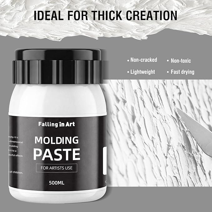 Falling in Art Modeling Paste for Acrylic Painting, 16.9 Oz Lightweight Acrylic Textured Paste for Textured Art