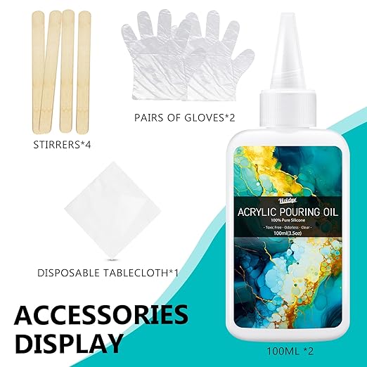 7oz Silicone Pouring Oil, 100% Pure Silicone Oil for Acrylic Pouring, Clear Dramatic Cell Activator for Acrylic Paint, Watercolor and Other Art Supplies, Non-Toxic and Odorless