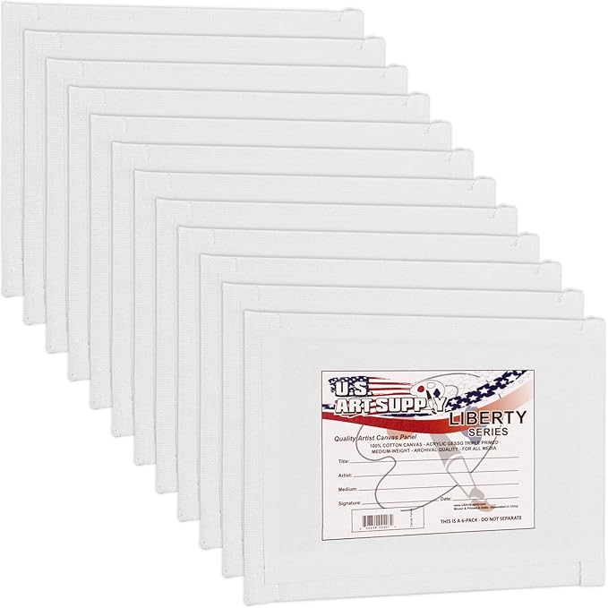 US Art Supply 4 X 5 inch Professional Artist Quality Acid Free Canvas Panel Boards for Painting 12-Pack (1 Full Case of 12 Single Canvas Board Panels)