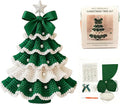 DIY Crochet Christmas Tree Kit – Handmade Holiday Decoration Set,Parent-child activities craft kit,Tree Bow Pearl Embellishment,Cross-stitch by hand,Festive decorations (Multicolour) (Green & White)