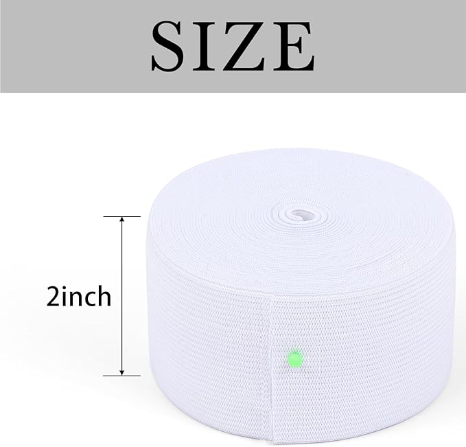 XKDOUS Elastic Band for Sewing, 2 Inch 7 Yards White Knit Elastic Bands for Sewing Waistband Clothes and Pants Waist, High Elasticity