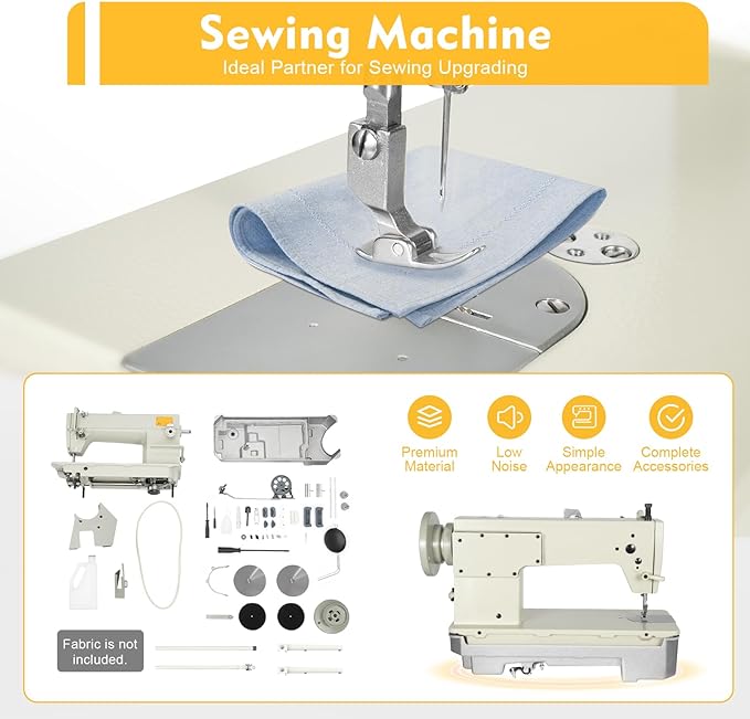 Industrial Leather Sewing Machine, 3000 Stitches/Min, Heavy Duty, Thick Material, Suitable for Shirts, Suits, Jeans, Leather Jackets, Skirts