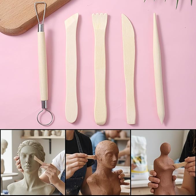 15PCS Clay Tools Kit, Pottery Tools Modeling Dotting Tool Resin Clay Sculpting Tools Kit Air Dry Clays Tool Set for Adults, Pottery Craft, Dotting, Carving, Drawing, Molding, Modeling, Shaping