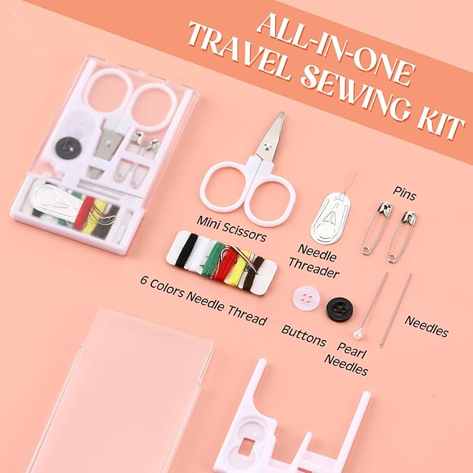 Knitgrip 25 Boxes Mini Travel Sewing Kit Quick Fix Sewing Kits Bulk Basic Portable Pre Threaded Needle Emergency Repair Tool for Christmas Gifts Beginner Traveler Home Hotel (White)