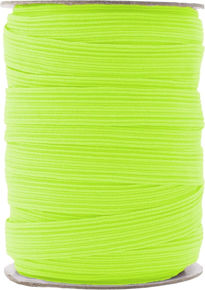 Mandala Crafts 16mm 20 Yds Roll of Lime Green Elastic Bands for Sewing - 5/8 Flat Elastics Cord - 5 8 Inch Braided Stretch Straps for Crafting