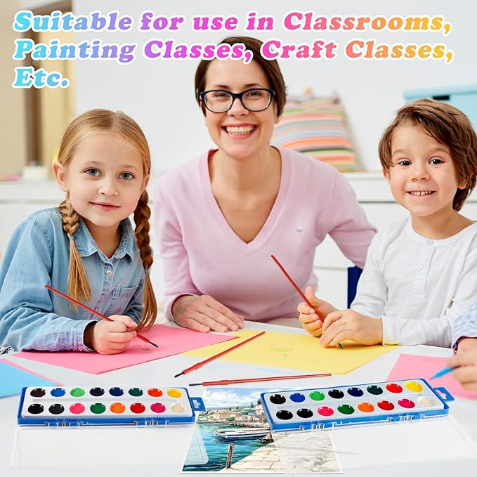 15 Pack Watercolor Paint Set Bulk,Watercolor Paint Set with Paint Brushes for Kids and Adults, Washable Bulk Watercolors for Classroom Kindergarten Parties and Art Activities,16 Colors
