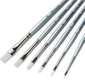 Silver Brush Limited SW-1585S Silverwhite Short Handle Bright Brushes with Soft Synthetic Taklon, 6pc Premium Artist Painting Bundle for Acrylics, Watercolor, Gauche, Ink, Dye, Craft Paint, & Tempera