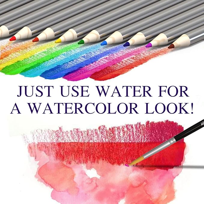 ELEAZAR SKETCHING PENCIL SET: colorful water-soluble pencils, sketching pencils, sketchbook, portable zippered drawing tool set The perfect drawing set for kids, teens and adults (42-Piece)