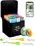 YHC 100 Colors Acrylic Paint Pens with Free App, Dual Tip Acrylic Paint Markers with Brush Tip and Fine Tip for Adults, Kids, Eggs, Wood, Rock, Canvas, Plastic, Stone, Glass, Ceramic