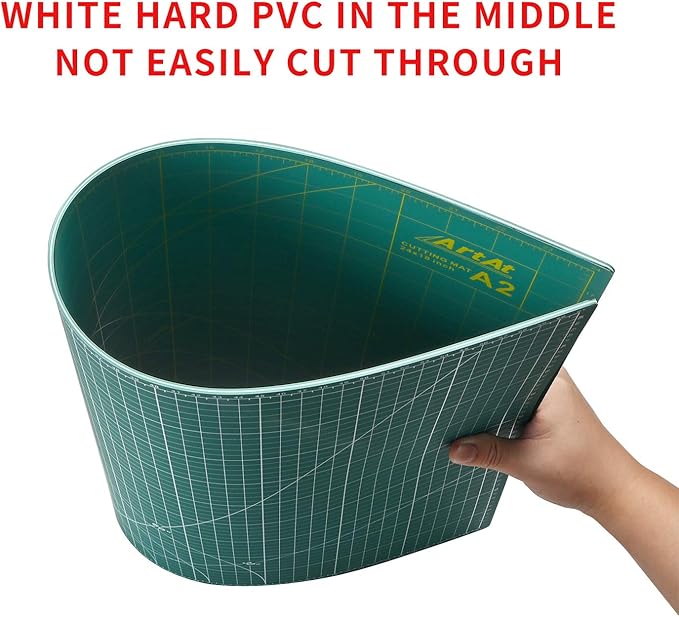 ArtAt Self Healing Cutting Mat: 18″x 24″ Green Double Sided, Non-Slip 5 Layers PVC Durable A2 Sewing Craft Mat for Rotary Cutter, Use for Quilting, Scrapbooking and Craft & Art Projects…