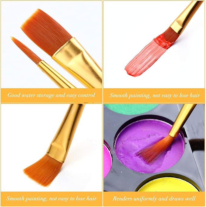 Acrylic Paint Brush Set, 1 Packs / 10 pcs Watercolor Brushes Painting Brush Nylon Hair Brushes for All Purpose Oil Watercolor Painting Artist Professional Kits