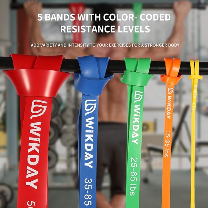 Resistance Bands, Pull Up Bands, Workout Bands for Exercise, Thick Heavy Resistance Band Set with Door Anchor, Elastic Bands for Body Stretching, Crossfit Training at Home/Gym Men & Women Women