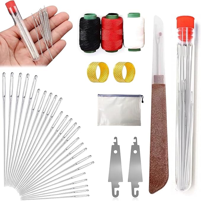 34PCS Big Eye Steel Needles Set, Long & Thin Handmade Quilting & Sewing Needles Kit for DIY Sewing Projects, Assorted Hand Sewing Needles for Embroidery, Quilting, Repair - Easy to Thread (31)