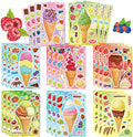 24 Sheets Ice Cream Stickers, Make Your Own Sticker for Toddlers Kids, Make a Face Stickers for Ice Cream Party Favor Supplies Craft