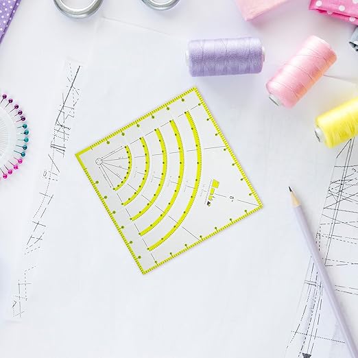 8 Inch Arcs & Fans Quilt Circle Cutter Acrylic Quilting Ruler Multifunctional Arc Cutting Patchwork Rulers with Double Colored Lines for Patchwork Sewing Craft Tools,Cutting Cloth Ruler Template